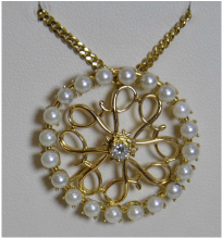 Diamond, pearls, gold bangle, charm, necklace, fine jewelry, jewelers in NJ,