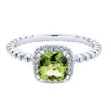 White Gold Diamond Peridot, stackable, Ladies Ring, Fine Jewelry, NJ