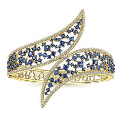 Yellow-gold Diamond, sapphire, bracelet, bangle, fine jewelry, NJ