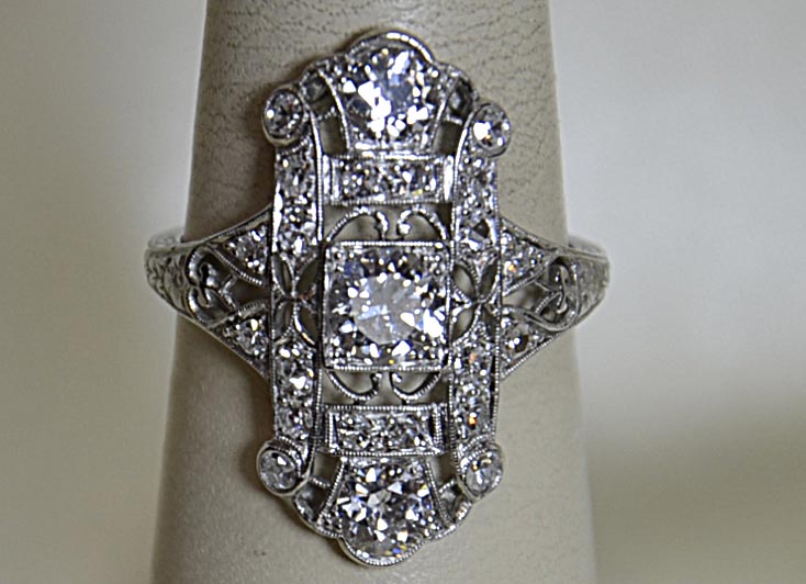Vintage diamond ring, antique, pre-owned, gold, white-gole, fine jewelry, jewelers in NJ,